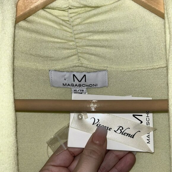 Magaschoni Green Open Front Lagenlook Duster Cardigan Viscose Blend Sweater XL - Picture 7 of 7